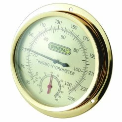 High-Temperature Analog Humidity-Temperature Meter in Brass Case