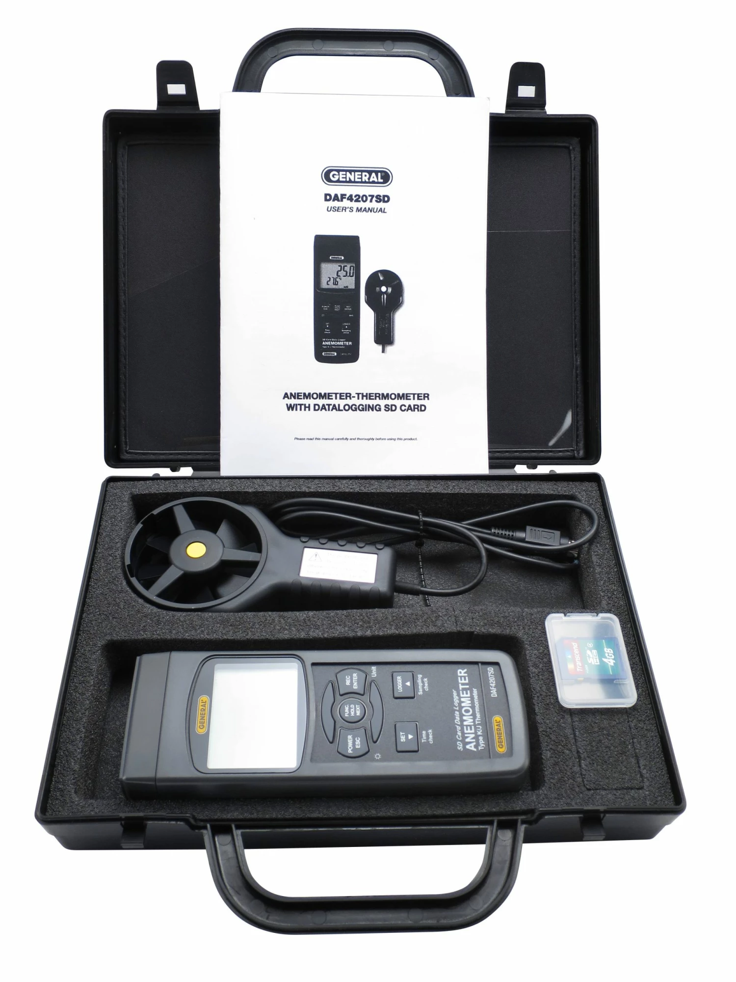 Anemometer-Thermometer with "K/J" Port and Excel-Formatted Data Logging SD Card - Image 2