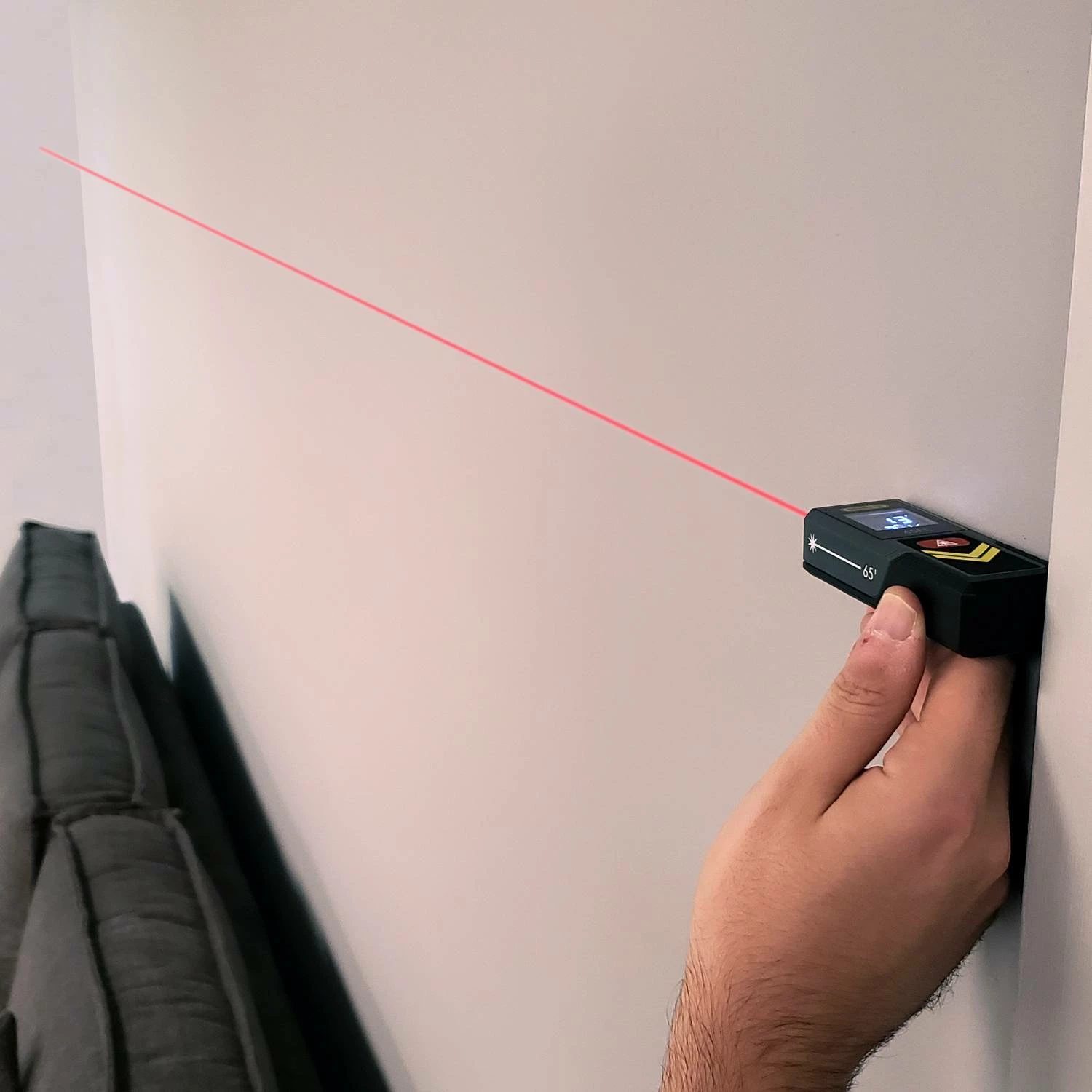 LDM2, 65' Compact Laser Measure, Continuous Measurement, Hi-Visibility, White On Black Screen - Image 4