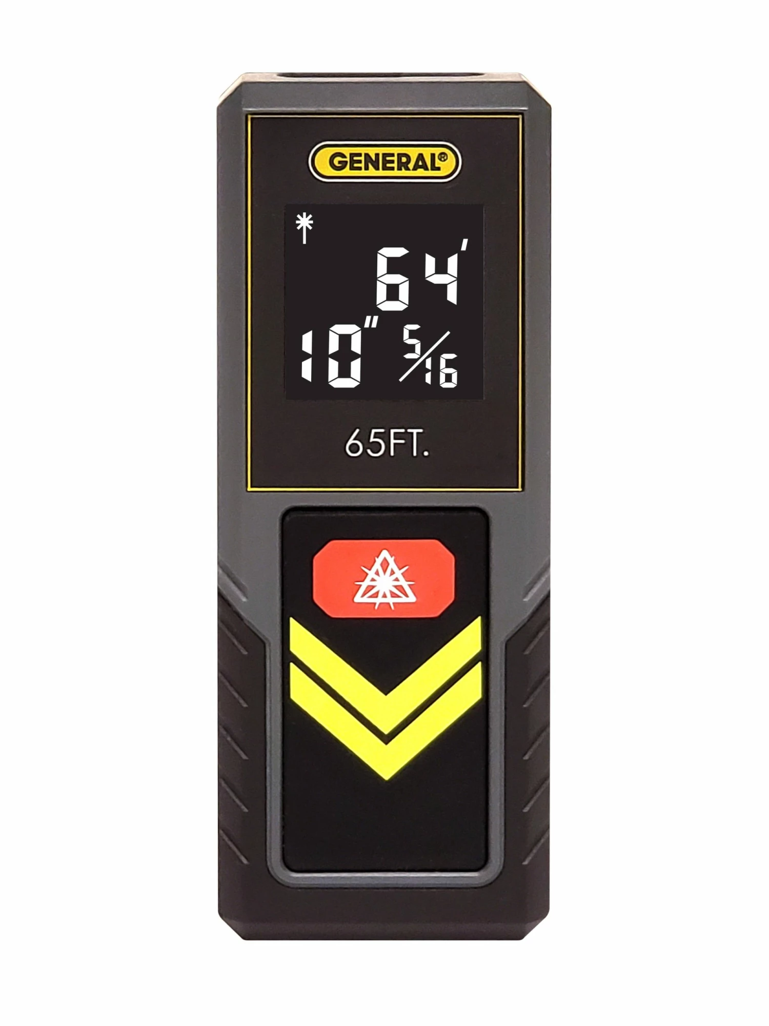LDM2, 65' Compact Laser Measure, Continuous Measurement, Hi-Visibility, White On Black Screen