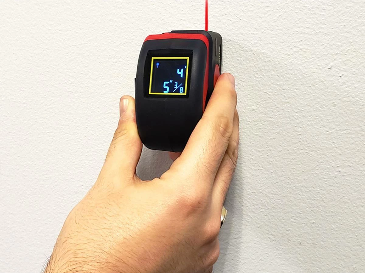 2-in-1 65 Foot Laser Tape Measure with Digital Display, Red - Image 3