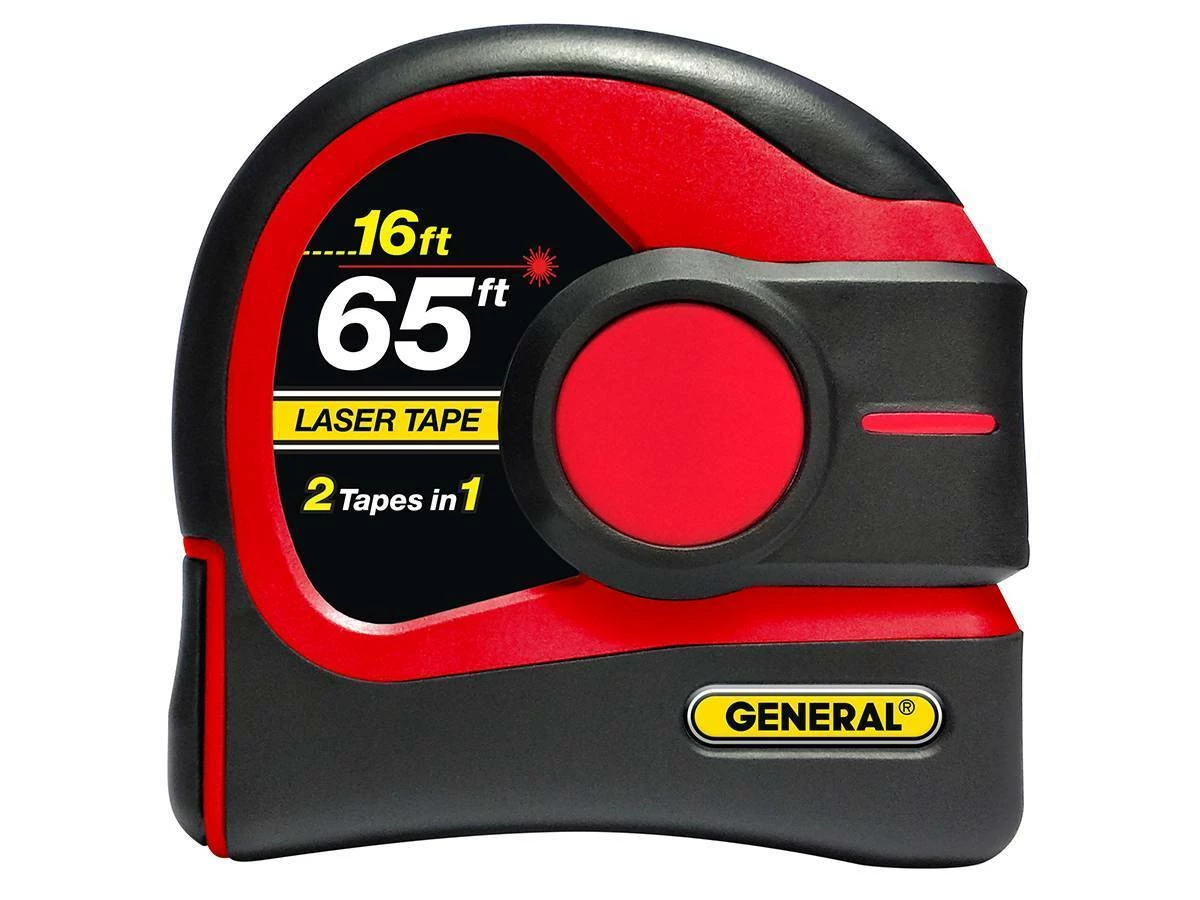 2-in-1 65 Foot Laser Tape Measure with Digital Display, Red - Image 2